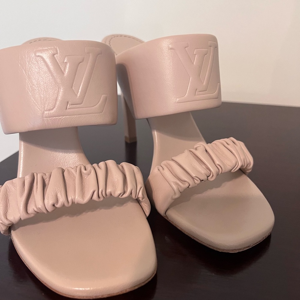 Louis Vuitton Blush Ruched Strap High Heel Sandals